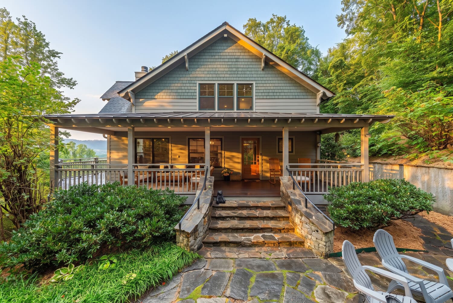 A Home Base property at dusk in the Asheville mountains