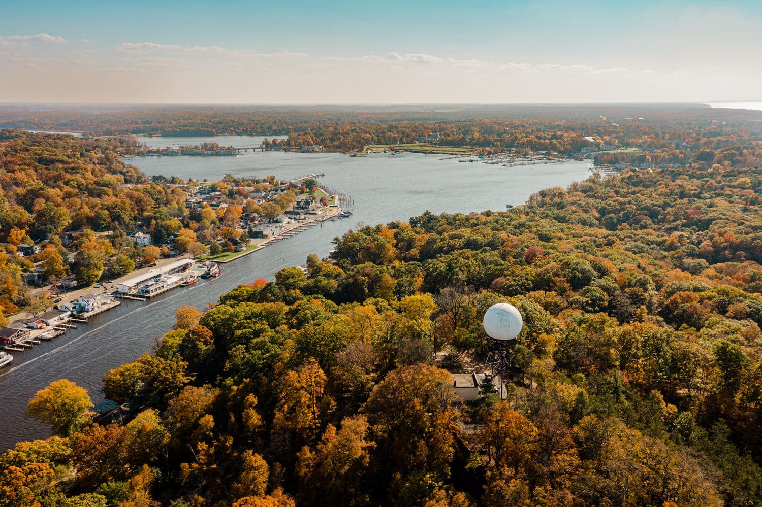 An aerial view of the Midwest at golden hour