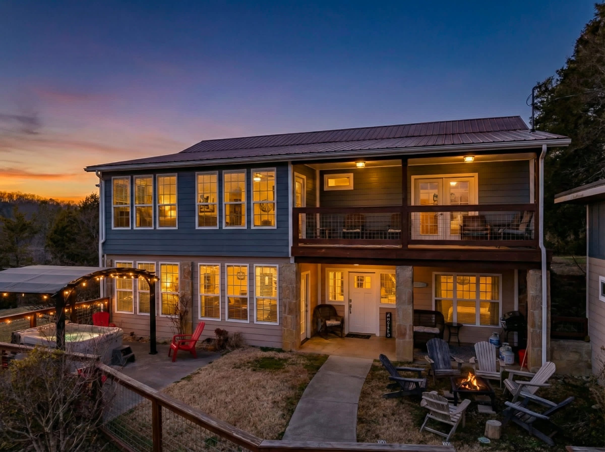 A Home Base property at dusk in the Smoky Mountains