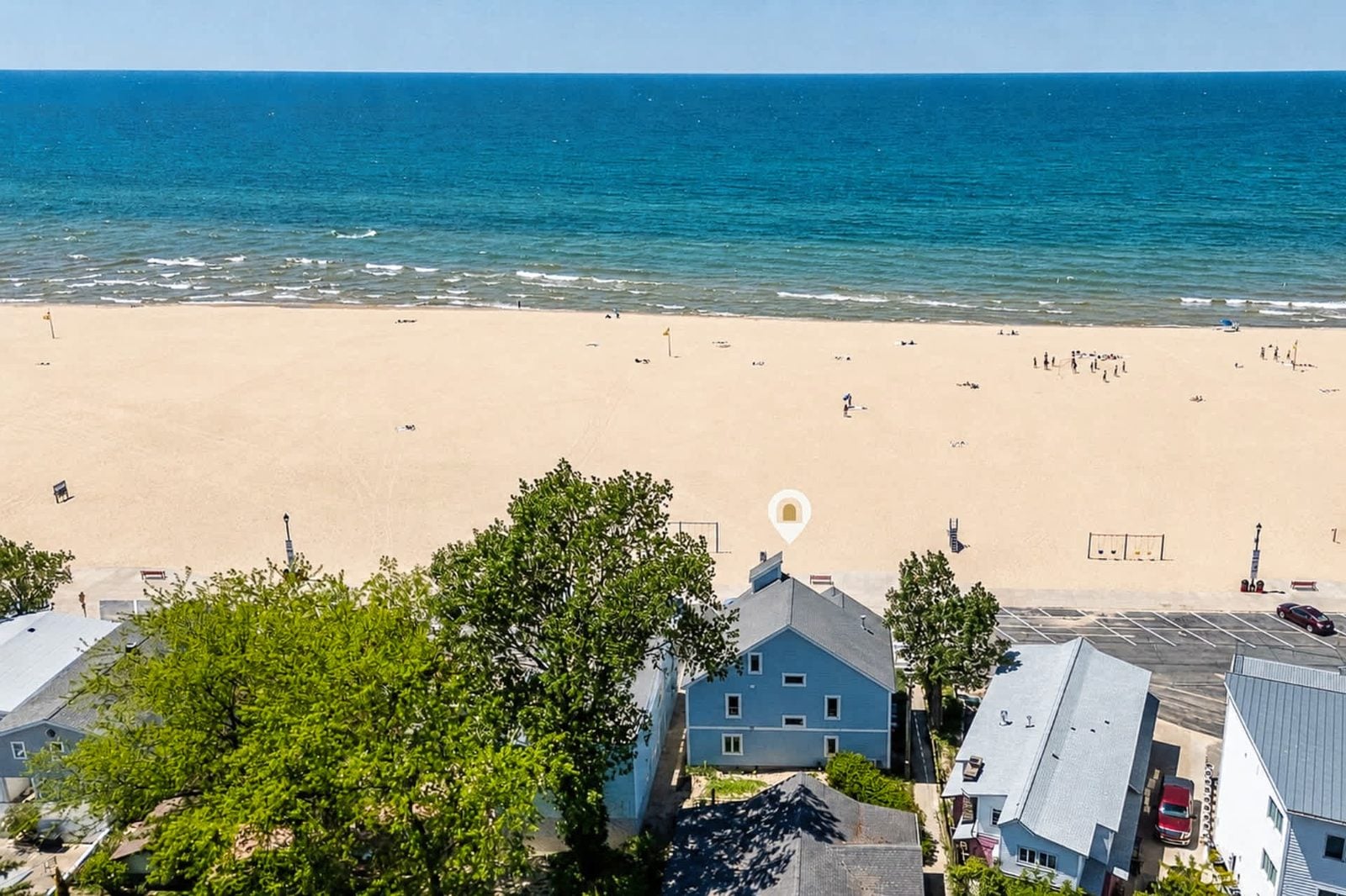 Coastal Blue, a luxe beachfront home with arcade in South Haven, Michigan