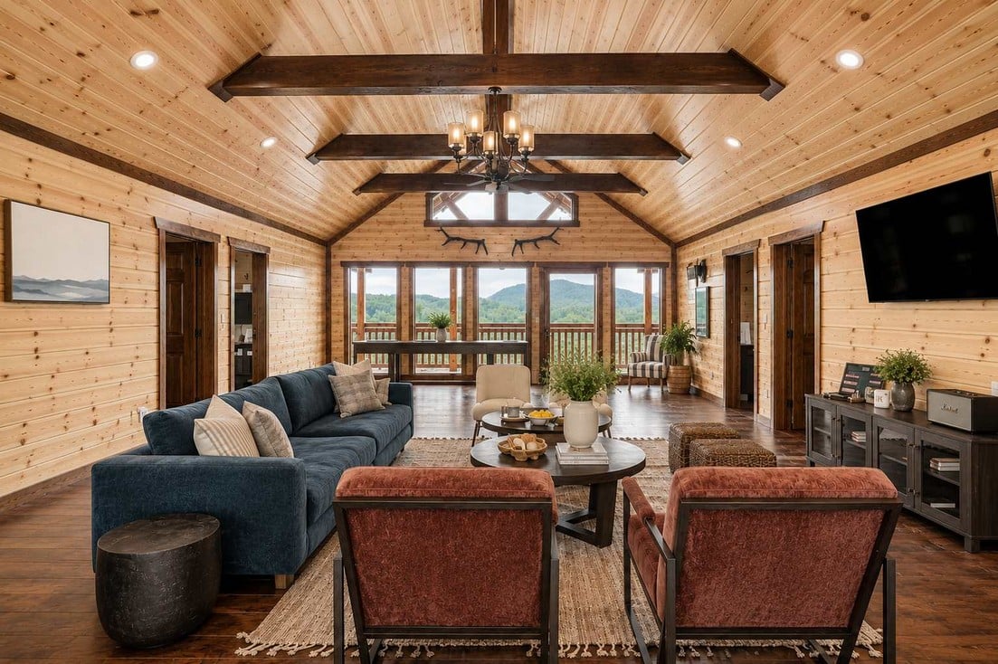A bright, cared-for living room in a Home Base home